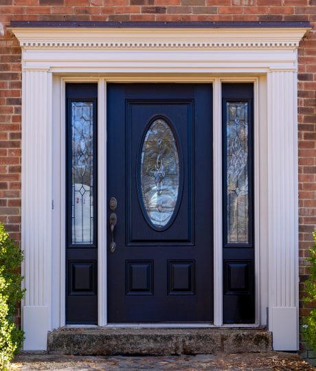 black door with white trim installed on germantown home by bluff city
