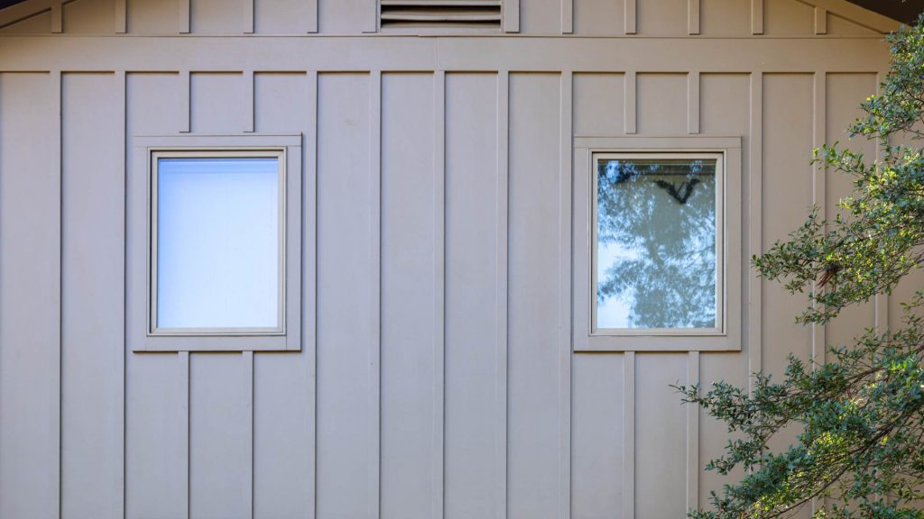 cream james hardie lap siding installed on Germantown home