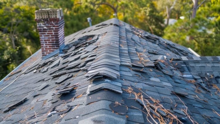 Roof that needs to be inspected for damage.