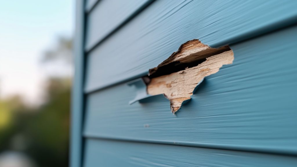 Damaged siding that needs to be replaced.