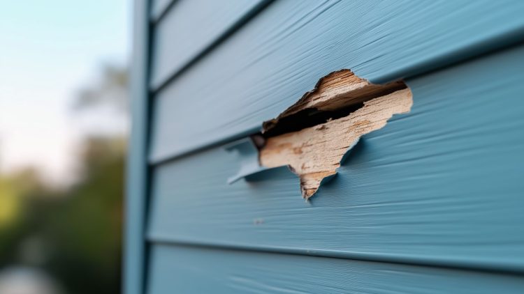 Damaged siding that needs to be replaced.